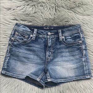 Miss Me Distressed Blue Jean Shorts